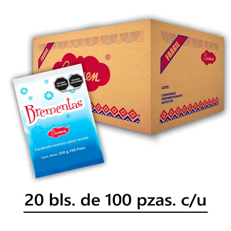 Brementas - Cartón con 20 bolsas de 100 pzas. c/u