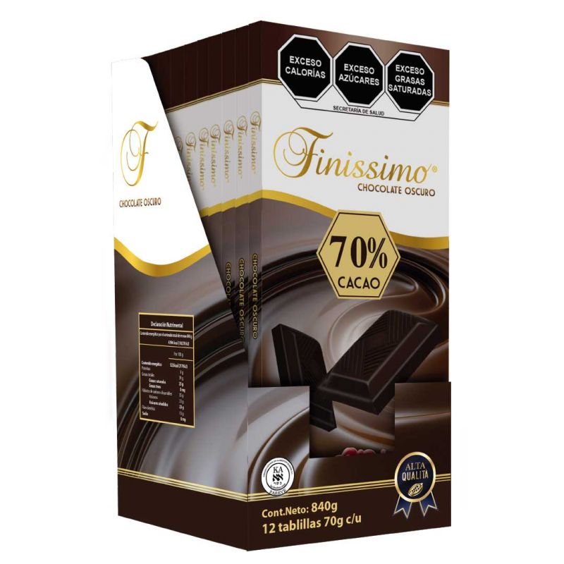 Finissimo 70% Cacao - 12 Tablillas con 70 g c/u