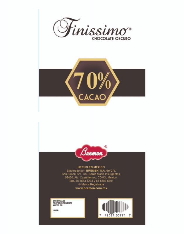 Finissimo 70% Cacao - 12 Tablillas con 70 g c/u